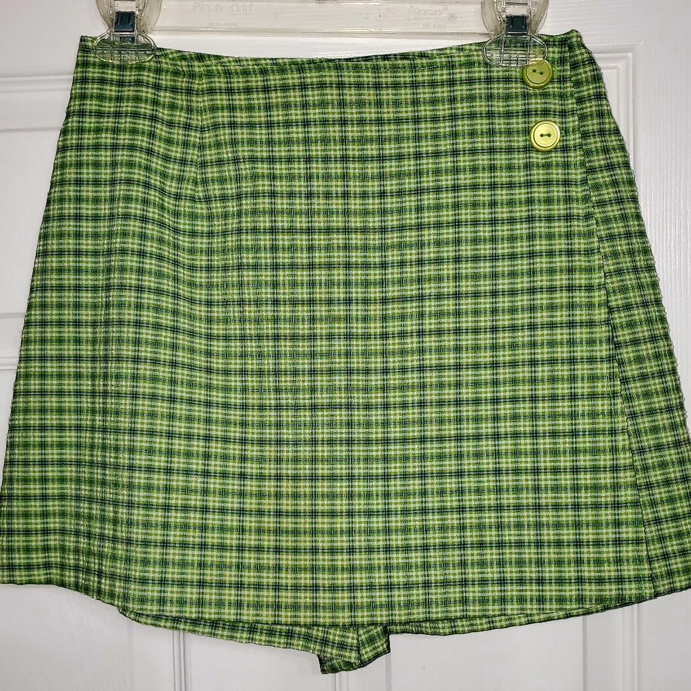 Byer California Green Black A-Line Mini Skirt